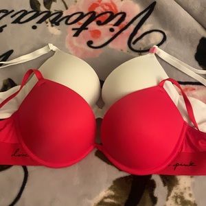 White & Red push-up/t-shirt bra